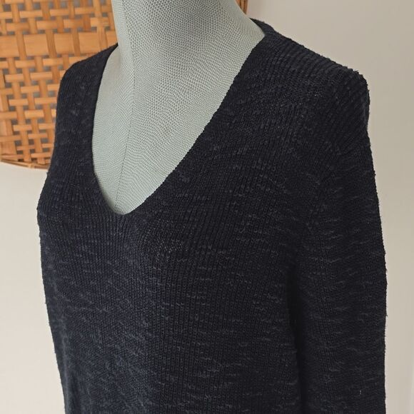 Eileen Fischer | Navy Blue V-Neck Sweater - Picture 2 of 6